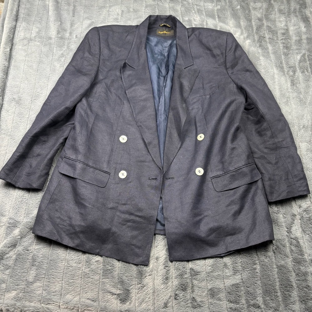 Vintage Giorgio Sant Angelo Navy Blue Double Breasted Blazer Jacket Sz 16